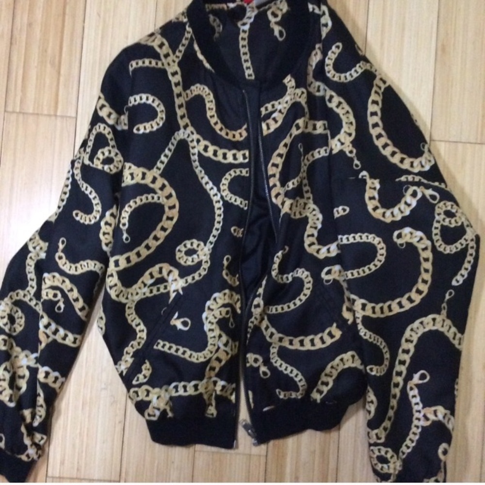 H&M Soft Silky Jacket with Gold Chain Print